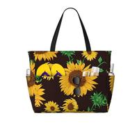 ASFgda Bellissimo girasole. Borsa da spiaggia stampa,Borsa da spiaggia impermeabile a prova di sabbia,Borsa da spiaggia pieghevole leggera di grande capacità