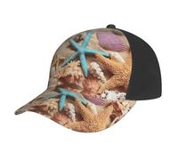 ASFgda Berretto da baseball unisex, regolabile, con stampa di conchiglie sulla spiaggia, ad asciugatura rapida, traspirante, leggero, per uomini e donne, sport all'aria aperta, nero