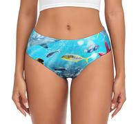 ASFgda Biancheria intima da donna traspirante colorata 3D natura scenica di mare subacquea di pesci tropicali stampa, biancheria intima elasticizzata perfettamente, super morbida e confortevole