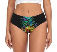 ASFgda Biancheria intima da donna traspirante con stampa ananas, biancheria intima elasticizzata perfettamente, super morbida e confortevole, disponibile in taglie forti, Nero , M