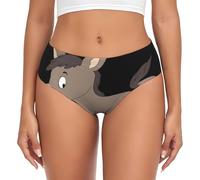 ASFgda Biancheria intima traspirante da donna con stampa asinello, biancheria intima elasticizzata perfettamente, super morbida e confortevole, disponibile in taglie forti, Nero , L