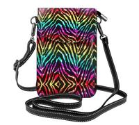 ASFgda Borsa a tracolla colorata da donna con zebra arcobaleno stampata piccola con slot per carte di credito portafoglio mobile