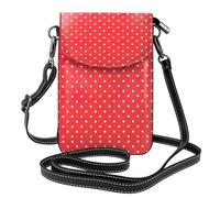 ASFgda Borsa a tracolla da donna con stampa a pois rossi e bianchi, piccola borsa messenger con slot per carte di credito portafoglio mobile