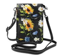 ASFgda Borsa a tracolla da donna con stampa di girasoli e camomilla, con scomparto per carte di credito
