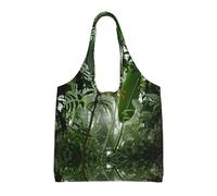 ASFgda Borsa a tracolla in tela con stampa tropicale della foresta pluviale della giungla, borsa per la spesa riutilizzabile, borsa a tracolla di grande capacità per uso quotidiano, viaggi, spiaggia