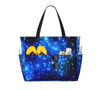 ASFgda Borsa da spiaggia blu con stampa stelle brillanti,Borsa da spiaggia impermeabile a prova di sabbia,Borsa da spiaggia pieghevole leggera di grande capacità