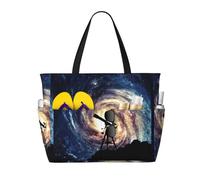 ASFgda Borsa da spiaggia con galassia spaziale con stampa telescopica,Borsa da spiaggia impermeabile a prova di sabbia,Borsa da spiaggia pieghevole leggera di grande capacità con cerniera