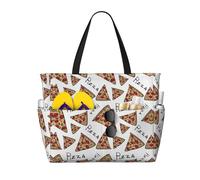ASFgda Borsa da spiaggia con stampa a motivo pizza,Borsa da spiaggia impermeabile a prova di sabbia,Borsa da spiaggia pieghevole leggera di grande capacità