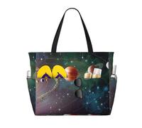 ASFgda Borsa da spiaggia con stampa del sistema solare dello spazio del pianeta,Borsa da spiaggia impermeabile a prova di sabbia,Borsa da spiaggia pieghevole leggera di grande capacità con cerniera