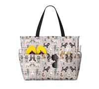 ASFgda Borsa da spiaggia con stampa di Oodles Of Poodles, borsa da spiaggia impermeabile a prova di sabbia, borsa tote leggera pieghevole con cerniera