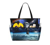 ASFgda Borsa da spiaggia con stampa di pianeta spaziale,Borsa da spiaggia impermeabile a prova di sabbia,Borsa da spiaggia pieghevole leggera con cerniera di grande capacità
