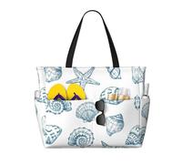 ASFgda Borsa da spiaggia con stampa di stelle marine,Borsa da spiaggia impermeabile a prova di sabbia,Borsa da spiaggia pieghevole leggera di grande capacità