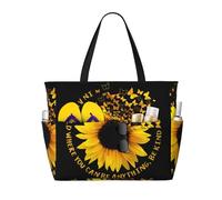 ASFgda Borsa da spiaggia con stampa farfalla e girasole,Borsa da spiaggia impermeabile a prova di sabbia,Borsa da spiaggia pieghevole leggera di grande capacità con cerniera