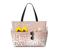 ASFgda Borsa da spiaggia con stampa glitter oro rosa,Borsa da spiaggia impermeabile a prova di sabbia,Borsa da spiaggia pieghevole leggera di grande capacità