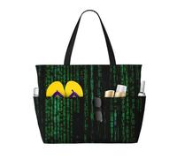 ASFgda Borsa da spiaggia con stampa Hacker Era,Borsa da spiaggia impermeabile a prova di sabbia,Borsa da spiaggia leggera pieghevole con cerniera di grande capacità
