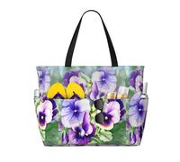 ASFgda Borsa da spiaggia con stampa Pansy Perfection,Borsa da spiaggia impermeabile a prova di sabbia,Borsa da spiaggia pieghevole leggera di grande capacità