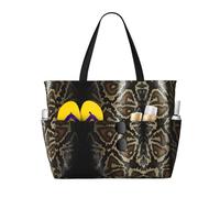 ASFgda Borsa da spiaggia con stampa pelle di serpente,Borsa da spiaggia impermeabile a prova di sabbia,Borsa da spiaggia pieghevole leggera con cerniera di grande capacità