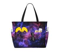ASFgda Borsa da spiaggia con stampa spaziale e galassia universale, borsa da spiaggia impermeabile a prova di sabbia, borsa tote leggera pieghevole con cerniera