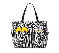 ASFgda Borsa da spiaggia con stampa zebrata,Borsa da spiaggia impermeabile a prova di sabbia,Borsa da spiaggia pieghevole leggera con cerniera di grande capacità