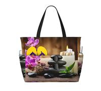 ASFgda Borsa da spiaggia Zen Stone Print,Borsa da spiaggia impermeabile a prova di sabbia,Borsa da spiaggia pieghevole leggera di grande capacità
