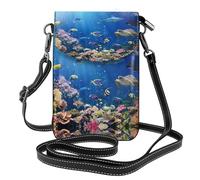 ASFgda Borsa messenger da donna con stampa di tartaruga tropicale oceano pesce tropicale piccola borsa messenger con slot per carte di credito portafoglio