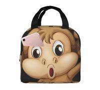 ASFgda Borsa portapranzo con simpatica stampa scimmia, per donne e uomini, resistente all'acqua, riutilizzabile, per lavoro/ufficio/viaggio/picnic