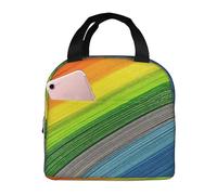 ASFgda Borsa portapranzo con stampa a righe color arcobaleno, per donne e uomini, resistente all'acqua, riutilizzabile, per lavoro/ufficio/viaggio/picnic