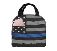ASFgda Borsa portapranzo con stampa di bandiera blu sottile americana, per donne e uomini, resistente all'acqua, riutilizzabile, per lavoro/ufficio/viaggio/picnic