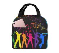 ASFgda Borsa portapranzo con stampa di danza con musica, per donne e uomini, resistente all'acqua, riutilizzabile, per lavoro/ufficio/viaggio/picnic