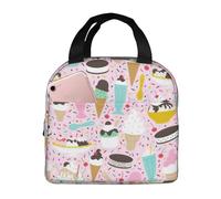 ASFgda Borsa portapranzo con stampa di gelato dolce, per donne e uomini, resistente all'acqua, riutilizzabile, per lavoro/ufficio/viaggio/picnic