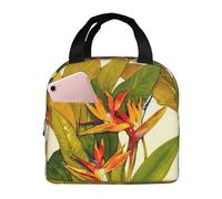 ASFgda Borsa portapranzo con stampa di uccelli tropicali del paradiso, per donne e uomini, resistente all'acqua, riutilizzabile, per lavoro/ufficio/viaggio/picnic