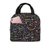 ASFgda Borsa portapranzo con stampa matematica, per donne e uomini, resistente all'acqua, riutilizzabile, per lavoro/ufficio/viaggio/picnic