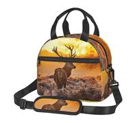 ASFgda Borsa termica per il pranzo con corna di cervo rosso, per uomini e donne, a prova di perdite, borsa termica per il pranzo, impermeabile, riutilizzabile