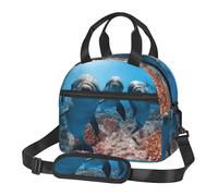 ASFgda Borsa termica per il pranzo con divertente delfino che guarda te, per uomini e donne, a prova di perdite, borsa termica per il pranzo, impermeabile, riutilizzabile