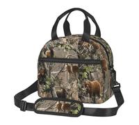 ASFgda Borsa termica per il pranzo con stampa di cervi, orsi, alci, per uomini e donne, a prova di perdite, borsa termica per il pranzo, impermeabile, riutilizzabile