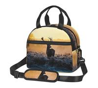 ASFgda Borsa termica per il pranzo con stampa di cervi, per uomini e donne, a prova di perdite, borsa termica per il pranzo, impermeabile, riutilizzabile