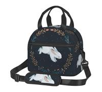 ASFgda Borsa termica per il pranzo con stampa di coniglio bianco per uomini e donne, borsa termica per il pranzo a prova di perdite, borsa per il pranzo riutilizzabile impermeabile