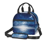 ASFgda Borsa termica per il pranzo con stampa di stelle cadenti e luna, per uomini e donne, a prova di perdite, borsa termica per il pranzo, impermeabile, riutilizzabile
