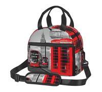 ASFgda Borsa termica per il pranzo con stampa telefonica Inghilterra Regno Unito retrò Londra per uomini e donne, borsa termica per il pranzo a prova di perdite, borsa termica impermeabile