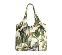 ASFgda Borsa tote in tela con stampa di alberi e animali, borsa per la spesa riutilizzabile, borsa a tracolla di grande capacità per uso quotidiano, viaggi, spiaggia