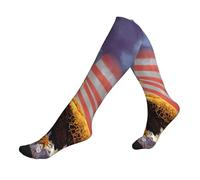 ASFgda Calze a compressione con aquila con bandiera degli Stati Uniti, per donne e uomini, 15-20 mmHg (1 paio) miglior supporto per corsa, ciclismo, lavoro e fitness