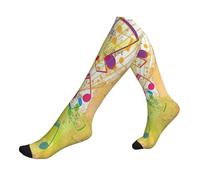 ASFgda Calze a compressione con stampa a tema musica astratta per donne e uomini, 15-20 mmHg (1 paia) miglior supporto per corsa, ciclismo, lavoro e fitness