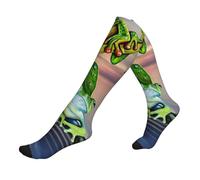 ASFgda Calze a compressione con stampa di molte rane sui rami, con farfalle estive, per donne e uomini, 15-20 mmHg (1 paio), ottimo supporto per corsa, ciclismo, lavoro e fitness