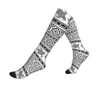 ASFgda Calze a compressione etnica a righe con tartaruga per donne e uomini, 15-20 mmHg (1 paio), miglior supporto per corsa, ciclismo, lavoro e fitness