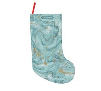 ASFgda Calze natalizie personalizzate con stampa in azzurrite, color foglia di tè e foglia d'oro, motivo marmo, 45,7 cm, da appendere, per vacanze, feste di Natale, decorazioni per la famiglia