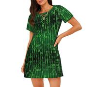 ASFgda Camicia da notte da donna con stampa di Hacker Era Camicia da notte morbida camicia da notte manica corta comoda camicia da notte S-XXL, Nero , S