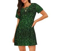 ASFgda Camicia da notte da donna con stampa di Hacker Era Camicia da notte morbida camicia da notte manica corta comoda camicia da notte S-XXL, Nero , S