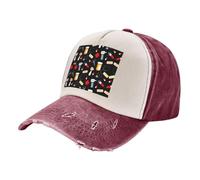 ASFgda Cappello da baseball da uomo e donna lavato in twill di cotone effetto invecchiato con stampa motivo medicina fumetto cappello da golf regolabile, Rosso scuro, Taglia unica