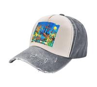 ASFgda Cappello da baseball da uomo e donna lavato in twill di cotone invecchiato The Underwater World Tropical Fish Print Cap regolabile Golf Dad Hat, grigio, Taglia unica