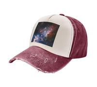 ASFgda Cappello da golf regolabile da uomo e donna lavato in twill di cotone con stampa galassia della Via Lattea dell'universo, Rosso scuro, Taglia unica